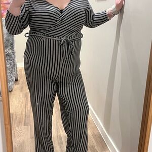 Chic Striped Black and White Jumpsuit